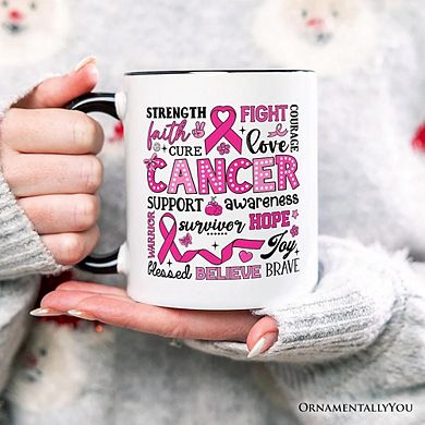 Breast Cancer Awareness Ribbon Mug, In October We Wear Pink Support Gift