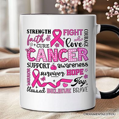 Breast Cancer Awareness Ribbon Mug, In October We Wear Pink Support Gift