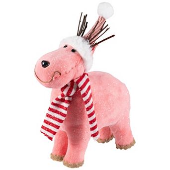 Northlight Glittered 9" Reindeer Figure with Winter Hat & Scarf