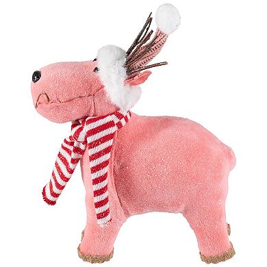 Northlight Glittered 9" Reindeer Figure with Winter Hat & Scarf