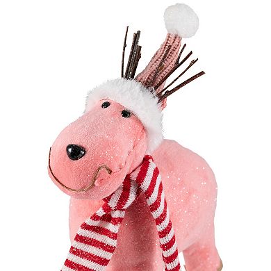 Northlight Glittered 9" Reindeer Figure with Winter Hat & Scarf