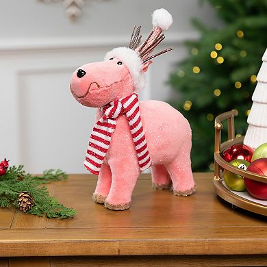 Northlight Glittered 9" Reindeer Figure with Winter Hat & Scarf
