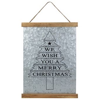 Northlight 16-Inch We Wish You a Merry Christmas Galvanized Sheet Metal Wall Decor