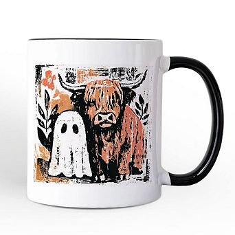 Highland Cow Ghost Fall Mug, Spooky Season Halloween Gift