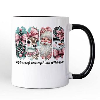 Coquette Pink Christmas Mug, It's The Most Wonderful Time Of The Year Vintage Gift