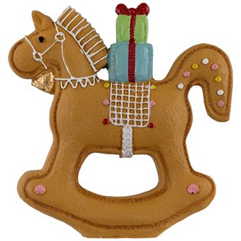 Northlight Gingerbread Rocking Horse with Presents Figurine 7.25-Inch Table Decor
