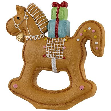 Northlight Gingerbread Rocking Horse with Presents Figurine 7.25-Inch Table Decor