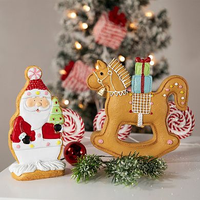 Northlight Gingerbread Rocking Horse with Presents Figurine 7.25-Inch Table Decor