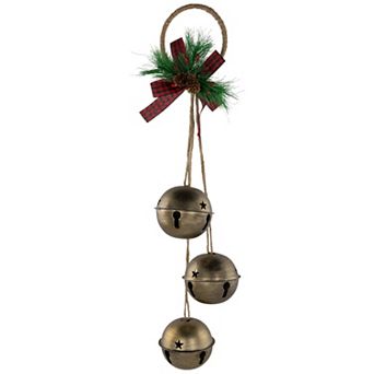 Northlight Jingle Bells with Plaid Bow 20-Inch Hanging Christmas Decoration