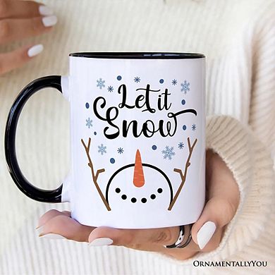 Let It Snow Snowman Mug, Snowflakes Minimalist Gift