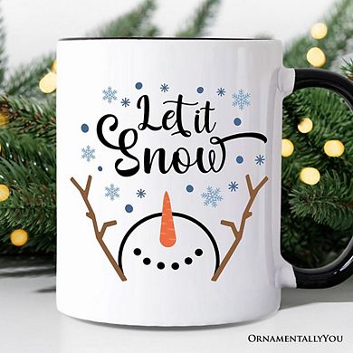 Let It Snow Snowman Mug, Snowflakes Minimalist Gift