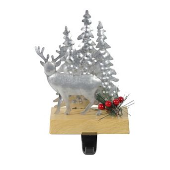 Northlight Galvanized Metal Deer & Trees 8.5-Inch Christmas Stocking Holder