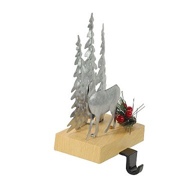 Northlight Galvanized Metal Deer & Trees 8.5-Inch Christmas Stocking Holder