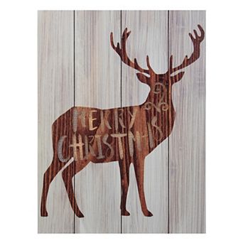 Northlight Lighted Wall Plaque with Reindeer Design "Merry Christmas"