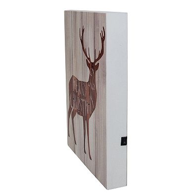 Northlight Lighted Wall Plaque with Reindeer Design "Merry Christmas"