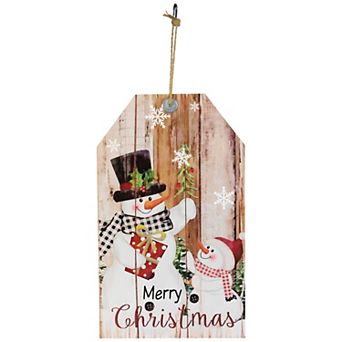 Northlight 19.5-inch Snowmen Merry Christmas Tag Wall Decor