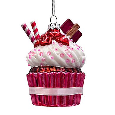 Romantic Cupcake Glass Ornament, Romantic Keepsake Christmas Decor