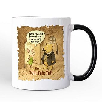 Vintage Edgar Allan Pooh The Tell-Tale Tail Mug, Missing Eeyore Halloween Gift