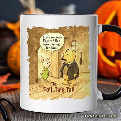 Vintage Edgar Allan Pooh The Tell-Tale Tail Mug, Missing Eeyore Halloween Gift