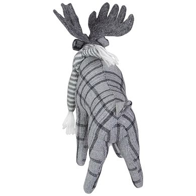 Northlight Checkered Moose with Striped Scarf Christmas Figure 10-Inch Table Decor