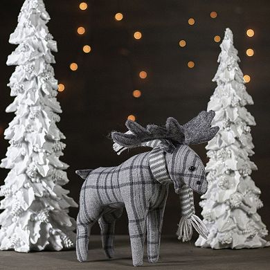 Northlight Checkered Moose with Striped Scarf Christmas Figure 10-Inch Table Decor