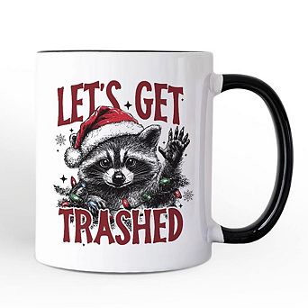 Let's Get Trashed Christmas Raccoon Mug, Funny Gift for Feral Women