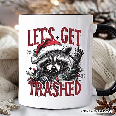 Let's Get Trashed Christmas Raccoon Mug, Funny Gift for Feral Women