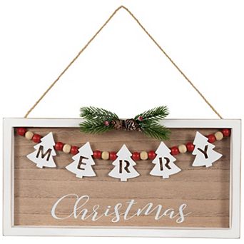 Northlight 15.75-Inch Framed Rustic Merry Christmas Beaded Wall Decor