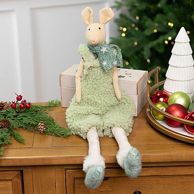 Northlight 18-Inch Sitting Boy Mouse in Overalls with Dangling Legs Tabletop Christmas Figure