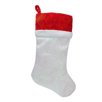 Northlight LED Lighted Glittered Christmas Stocking with Red Cuff