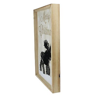 Northlight 16-Inch Lighted Wood Framed String Art Moose Christmas Wall Hanging