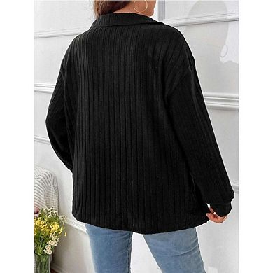 Womens Plus Size V Neck Tops Long Sleeve Shirts Lightweight Knit Sweaters Casual Loose Pullover