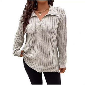 Womens Plus Size V Neck Tops Long Sleeve Shirts Lightweight Knit Sweaters Casual Loose Pullover