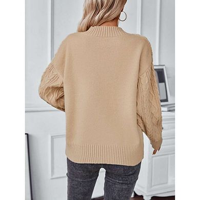 Women Oversized Sweater 90s Vintage Knitted Sweater Long Sleeve Sweater Woven Crewneck Pullover