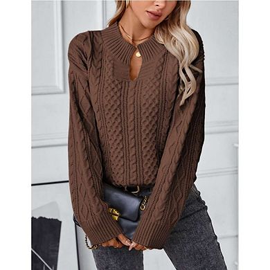 Women Oversized Sweater 90s Vintage Knitted Sweater Long Sleeve Sweater Woven Crewneck Pullover