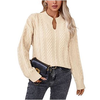 Women Oversized Sweater 90s Vintage Knitted Sweater Long Sleeve Sweater Woven Crewneck Pullover