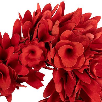 Northlight Wooden Rose Artificial Floral Wreath - 14 Inches - Heart Shaped