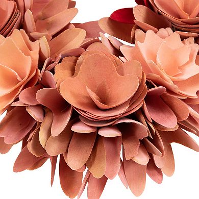 Northlight Wooden Rose Artificial Floral Wreath - 14 Inches - Heart Shaped