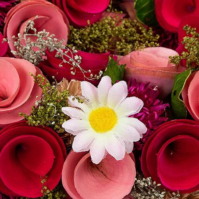 Northlight Mixed Floral & Berries Artificial Valentine's Day Heart Wreath - 10.25 Inches