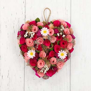 Northlight Mixed Floral & Berries Artificial Valentine's Day Heart Wreath - 10.25 Inches