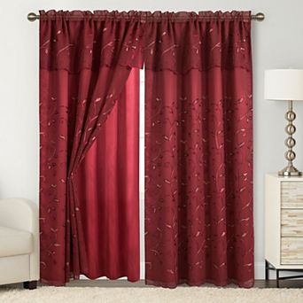 Elegant Comfort Set of 2 Lucia Curtain Panels - Attached Valance - 54" W x 84" L