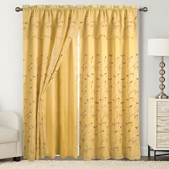 Elegant Comfort Set of 2 Lucia Curtain Panels - Attached Valance - 54" W x 84" L