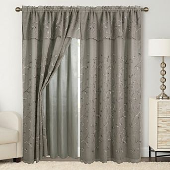 Elegant Comfort Set of 2 Lucia Curtain Panels - Attached Valance - 54" W x 84" L