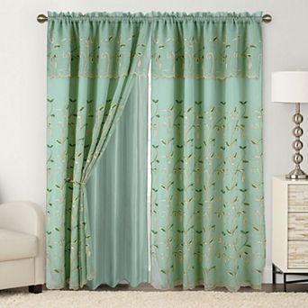 Elegant Comfort Set of 2 Lucia Curtain Panels - Attached Valance - 54" W x 84" L