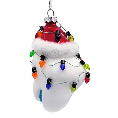 Festive Tooth Glass Christmas Ornament, Dentist Gift and Decor