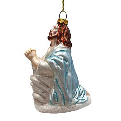 Praying Jesus Handcrafted Glass Christmas Ornament, Religious Christian Tree Decoration