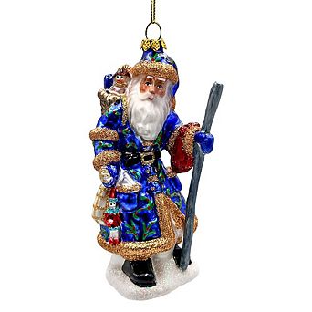 Victorian Vagabound Santa Claus Glass Christmas Ornament, Purple Tree Decor