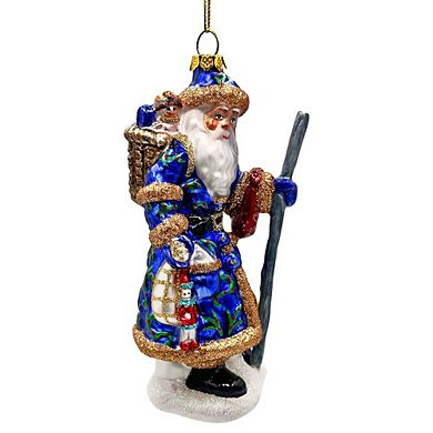 Victorian Vagabound Santa Claus Glass Christmas Ornament, Purple Tree Decor
