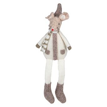 Northlight 9.5-Inch Plush Sitting Mouse Tabletop Christmas Figure