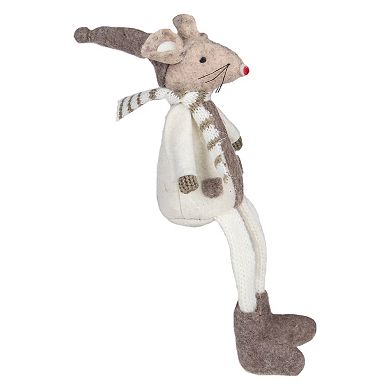 Northlight 9.5-Inch Plush Sitting Mouse Tabletop Christmas Figure